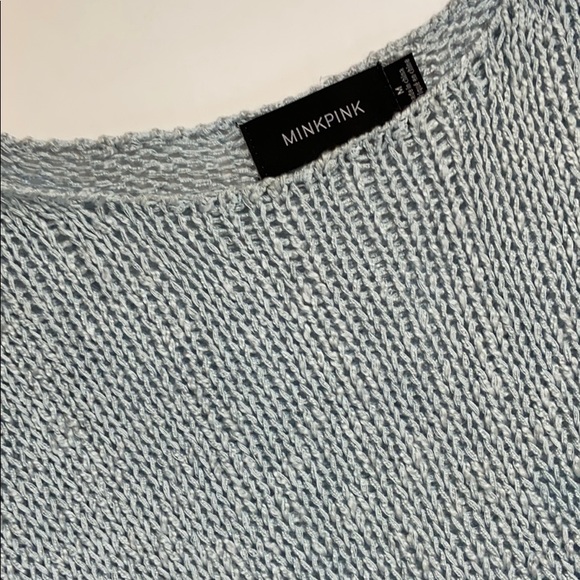 MINKPINK Blue Knit Crop Sweater Bulky Knit - Picture 2 of 4